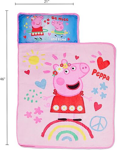 سجادة قيلولة الأطفال الصغار من Peppa Pig I'm Just So Happy - تتضمن وسادة وبطانية صوفية - رائعة للفتيات أو الأولاد أثناء القيلولة أثناء الرعاية النهارية أو مرحلة ما قبل المدرسة - تناسب الأطفال الصغار in Kuwait