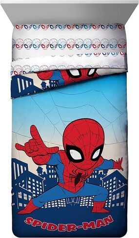طقم سرير للأطفال الصغار مكون من 4 قطع من Jay Franco Marvel Super Hero Adventures Go Spidey - طقم سرير من الألياف الدقيقة فائقة النعومة يتضمن لحافًا للأطفال الصغار ومجموعة ملاءات - يتميز الفراش بشخصية سبايدرمان in Kuwait