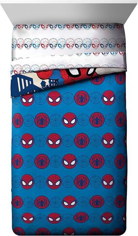 طقم سرير للأطفال الصغار مكون من 4 قطع من Jay Franco Marvel Super Hero Adventures Go Spidey - طقم سرير من الألياف الدقيقة فائقة النعومة يتضمن لحافًا للأطفال الصغار ومجموعة ملاءات - يتميز الفراش بشخصية سبايدرمان in Kuwait
