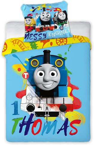 طقم لحاف Thomas The Tank Engine، طقم غطاء لحاف سرير الأطفال مرخص رسميًا (53 بوصة × 39 بوصة) in Saudi Arabia