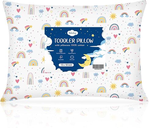 Babebay Toddler Pillow,13x18 Toddler Pillows for Sleeping, Machine Washable Kids Pillow with Soft Cotton Pillowcase, 1 Pack in Kuwait