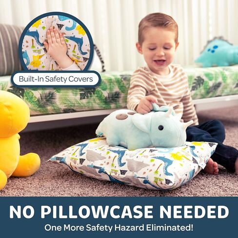 Pharmedoc Little Garoo Toddler Pillow with Pillowcase – 14x19 Pillow – Dino Cotton Toddler Pillows for Sleeping, Kids Pillow, Travel Pillows for Sleeping, Mini Pillow, Toddler Bed Pillows in Kuwait