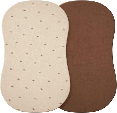 Blissful Diary Muslin Crib Sheets, 2 Pack, Monstera & Dark Green | fitted for 52''x28'' crib mattress, soft and breathable cotton, boho style, easy care for machine wash, gift for boy and girl in Saudi Arabia