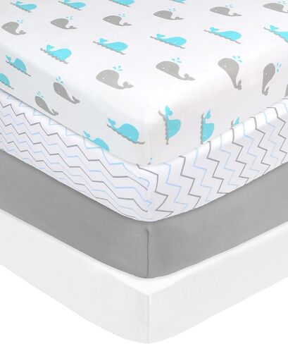 ملاءة سرير أطفال صغيرة الحجم ومحمولة من القطن الطبيعي بنسبة 100% من American Baby Company، نجمة رمادية/متعرجة، 60.96 سم × 91.44 سم × 12.7 سم، ناعمة مسامية، للأولاد والبنات، عبوة من 3 قطع in Saudi Arabia