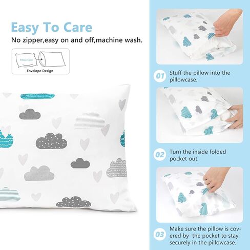 TILLYOU Toddler Pillowcases 13 x 18 Travel Pillow Case 2 Pack, Kids Pillowcases Machine Washable with Envelope Closure, Brilliant Little Flowers in Saudi Arabia