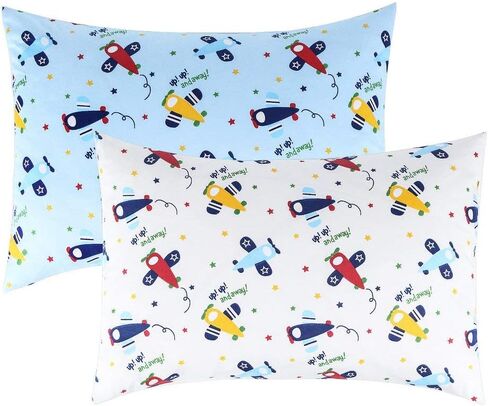 Kids Toddler Pillowcases 2 Packs Boy 100% Cotton 14x19 Fits Toddler Bedding Pillow 14x19, 13x18 Small Pillow (Blue Dinosaurs) in Saudi Arabia