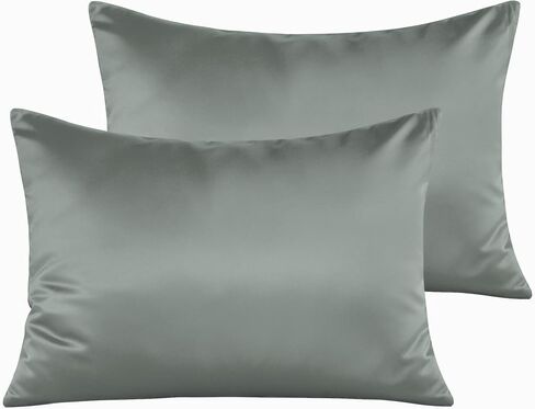 NTBAY Zippered Silk Satin Toddler Pillowcases - 2 Pack Hidden Zipper 13x18 Pillowcases - Luxury and Silky Baby Travel Pillow Covers, Black in Saudi Arabia