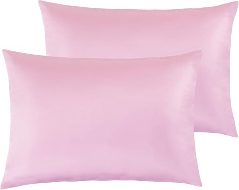 NTBAY Zippered Silk Satin Toddler Pillowcases - 2 Pack Hidden Zipper 13x18 Pillowcases - Luxury and Silky Baby Travel Pillow Covers, Black in Saudi Arabia