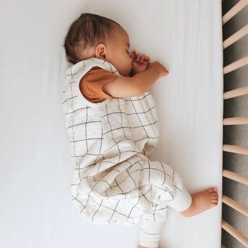 بدلة Tealbee DREAMSUIT: كيس نوم للأطفال الصغار بأقدام 2T 3T - 0.8 TOG بطانية خفيفة الوزن يمكن ارتداؤها للأطفال للمشاة - الخيزران، كيس نوم من القطن العضوي - مربعات in Kuwait