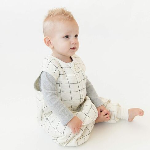 بدلة Tealbee DREAMSUIT: كيس نوم للأطفال الصغار بأقدام 2T 3T - 0.8 TOG بطانية خفيفة الوزن يمكن ارتداؤها للأطفال للمشاة - الخيزران، كيس نوم من القطن العضوي - مربعات in Kuwait