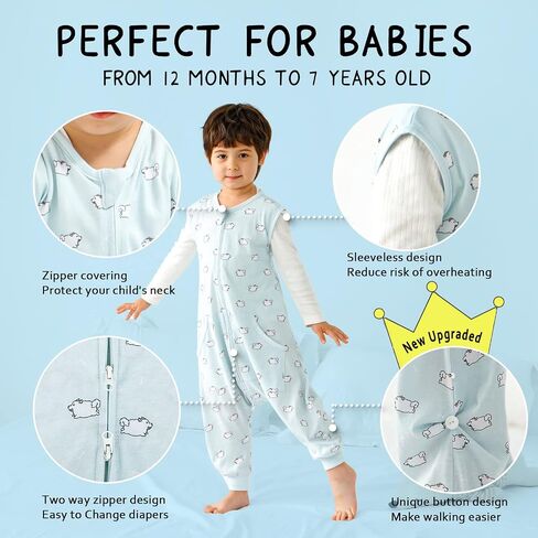 WONDAY Baby Sleep Sack, Sleep Sack 12-18 Months, Sleep Sack Baby Wearable Blanket, Toddler Baby Sleep Sack with Feet, Sleeveless Breathable Sleep Sacks 18-24 Months in Saudi Arabia