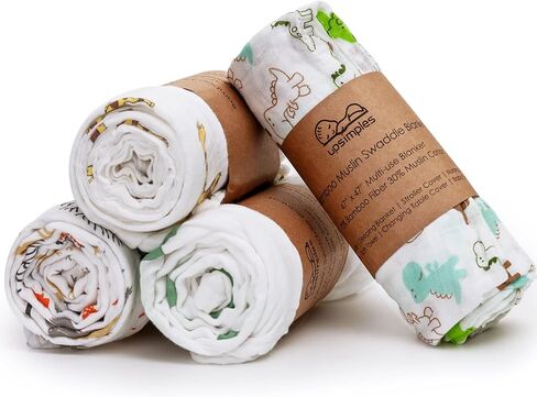 upsimples Baby Swaddle Blanket Unisex Swaddle Wrap Soft Silky Muslin Swaddle Blankets Neutral Receiving Blanket for Boys and Girls, Large 47 x 47 inches, Set of 4-Arrow/Feather/Tent/Crisscross in Saudi Arabia