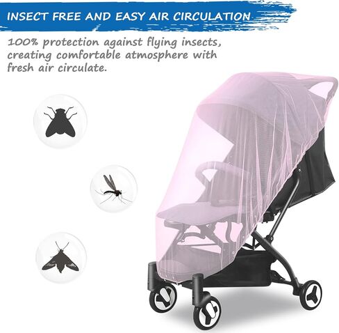 Baby Mosquito Net for Stroller,Reusable Bug Net and Mesh Protection,Black | Portable Baby Insect Netting for Stroller, Playards, Pack N Plays and Portable Mini Crib in Saudi Arabia