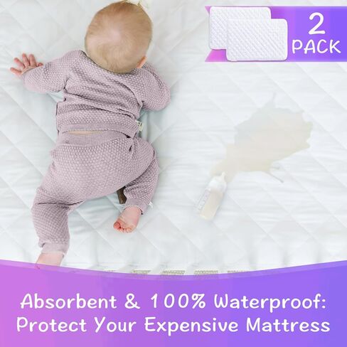 Pack N Play Mattress Protector Pad - Waterproof & Noiseless, Ultra-Soft Breathable Mattress Cover for Pack and Plays, Playards and Mini Cribs, Highly Absorbent Fitted and Dryer Safe in Kuwait