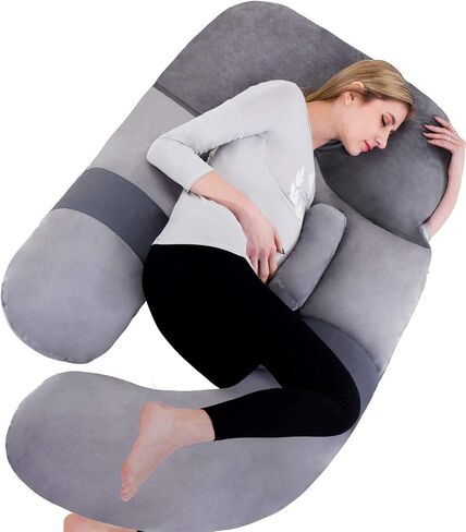 60 Inch Pregnancy Pillow for Sleeping, Extra Large U Shaped Body Pillow, Maternity Pillow for Pregnant Women with Velvet Cover (Dark Grey) in Saudi Arabia