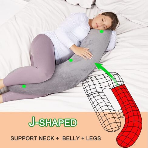 60 Inch Pregnancy Pillow for Sleeping, Extra Large U Shaped Body Pillow, Maternity Pillow for Pregnant Women with Velvet Cover (Dark Grey) in Saudi Arabia