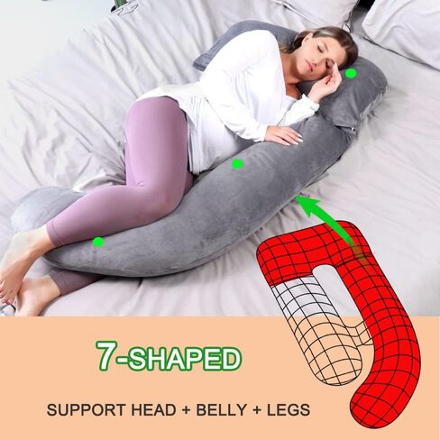 60 Inch Pregnancy Pillow for Sleeping, Extra Large U Shaped Body Pillow, Maternity Pillow for Pregnant Women with Velvet Cover (Dark Grey) in Saudi Arabia