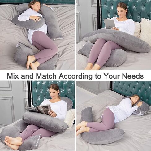 60 Inch Pregnancy Pillow for Sleeping, Extra Large U Shaped Body Pillow, Maternity Pillow for Pregnant Women with Velvet Cover (Dark Grey) in Saudi Arabia