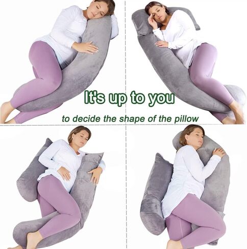 60 Inch Pregnancy Pillow for Sleeping, Extra Large U Shaped Body Pillow, Maternity Pillow for Pregnant Women with Velvet Cover (Dark Grey) in Saudi Arabia