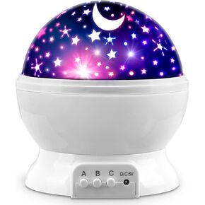 Star Projector, MOKOQI Night Light Lamp Fun Gifts for 1-4-6-14 Year Old Girls and Boys Rotating Star Sky Moon Light Projector for Kids Bedroom Decor -White