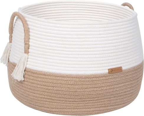 Small Basket for Stuffed Animal,Clothes,Baby Blankets -11.8"x9.8"- Boho Baskets for Living Room,Bedroom,Nursery |Cotton Rope Baskets, Cube Basket, Under Shelf Basket | Baskets for Home Decor in Kuwait