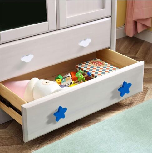 Stargallery 6 Pieces Cute Cartoon Shape Knobs for Furniture Soft Rubber Knobs for Cabinet Drawer Dresser Closets Organizer Desk Box Bookcase (Blue, Moon) in Saudi Arabia
