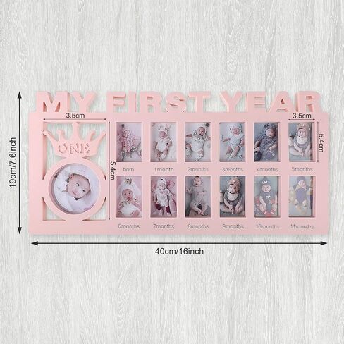 Unittype My First Year Baby Picture Frame Newborn Baby's First Twelve Months Photo Collage,12 Month Milestone Keepsake Frame for Photo Memories Baby 1st Birthday Mothers Day Gift(White) in Saudi Arabia