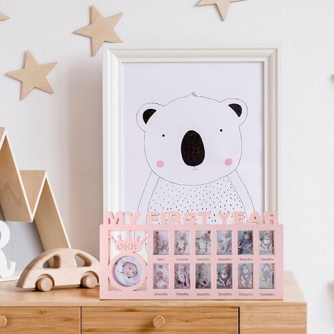 Unittype My First Year Baby Picture Frame Newborn Baby's First Twelve Months Photo Collage,12 Month Milestone Keepsake Frame for Photo Memories Baby 1st Birthday Mothers Day Gift(White) in Saudi Arabia