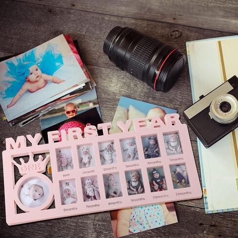 Unittype My First Year Baby Picture Frame Newborn Baby's First Twelve Months Photo Collage,12 Month Milestone Keepsake Frame for Photo Memories Baby 1st Birthday Mothers Day Gift(White) in Saudi Arabia