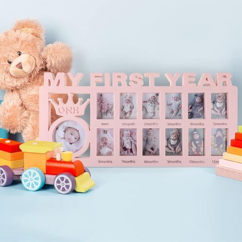Unittype My First Year Baby Picture Frame Newborn Baby's First Twelve Months Photo Collage,12 Month Milestone Keepsake Frame for Photo Memories Baby 1st Birthday Mothers Day Gift(White) in Saudi Arabia