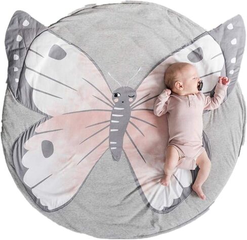 ABREEZE Nursery Rug Grey Bear Rug Bear Baby Round Play Pad Crawling Mat Crawl Cushion Cotton Bear Blanket for Kids Children Toddlers Bedroom Tummy Time Blanket in Kuwait