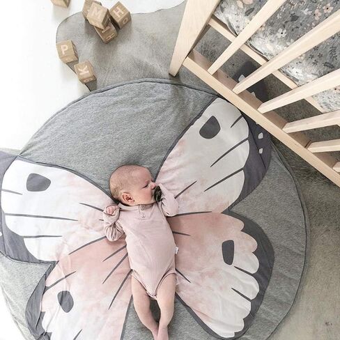 ABREEZE Nursery Rug Grey Bear Rug Bear Baby Round Play Pad Crawling Mat Crawl Cushion Cotton Bear Blanket for Kids Children Toddlers Bedroom Tummy Time Blanket in Kuwait