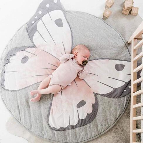 ABREEZE Nursery Rug Grey Bear Rug Bear Baby Round Play Pad Crawling Mat Crawl Cushion Cotton Bear Blanket for Kids Children Toddlers Bedroom Tummy Time Blanket in Kuwait