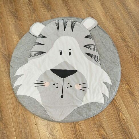 ABREEZE Nursery Rug Grey Bear Rug Bear Baby Round Play Pad Crawling Mat Crawl Cushion Cotton Bear Blanket for Kids Children Toddlers Bedroom Tummy Time Blanket in Kuwait