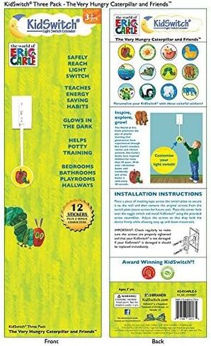 KidSwitch Light Switch Extender 3 Pack - The World of Eric Carle Edition - The Very Hungry Caterpillar & Friends - Officially Licensed! in Saudi Arabia