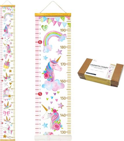 HomeEvolution Kids Growth Chart Height Measuring Chart, Unicorn Canvas Wall Hanging Rulers for Baby Children Girls Bedroom Decor… in Saudi Arabia