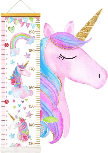 HomeEvolution Kids Growth Chart Height Measuring Chart, Unicorn Canvas Wall Hanging Rulers for Baby Children Girls Bedroom Decor… in Saudi Arabia
