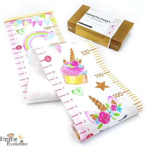 HomeEvolution Kids Growth Chart Height Measuring Chart, Unicorn Canvas Wall Hanging Rulers for Baby Children Girls Bedroom Decor… in Saudi Arabia