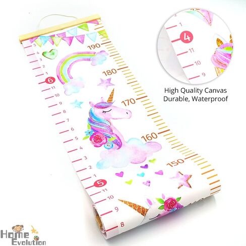 HomeEvolution Kids Growth Chart Height Measuring Chart, Unicorn Canvas Wall Hanging Rulers for Baby Children Girls Bedroom Decor… in Saudi Arabia