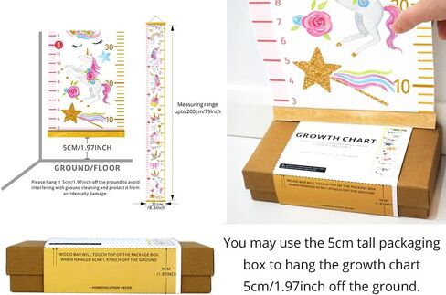 HomeEvolution Kids Growth Chart Height Measuring Chart, Unicorn Canvas Wall Hanging Rulers for Baby Children Girls Bedroom Decor… in Saudi Arabia