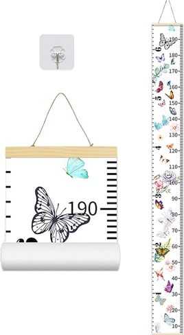 Baby Growth Chart, Height Wall Chart for Kids, Wooden Frame Canvas Measurement Hanging Ruler for Child’s Room Decoration 79 x 7.9in(Flower) in Saudi Arabia