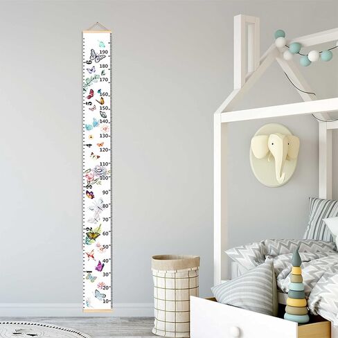 Baby Growth Chart, Height Wall Chart for Kids, Wooden Frame Canvas Measurement Hanging Ruler for Child’s Room Decoration 79 x 7.9in(Flower) in Saudi Arabia