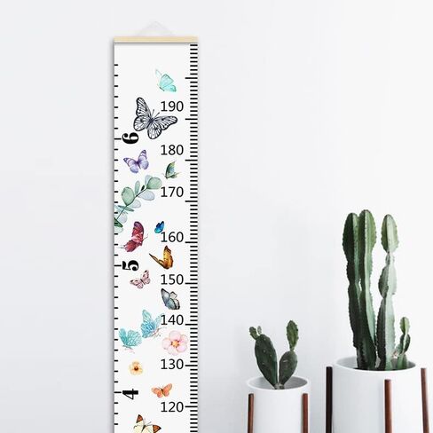 Baby Growth Chart, Height Wall Chart for Kids, Wooden Frame Canvas Measurement Hanging Ruler for Child’s Room Decoration 79 x 7.9in(Flower) in Saudi Arabia