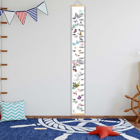 Baby Growth Chart, Height Wall Chart for Kids, Wooden Frame Canvas Measurement Hanging Ruler for Child’s Room Decoration 79 x 7.9in(Flower) in Saudi Arabia