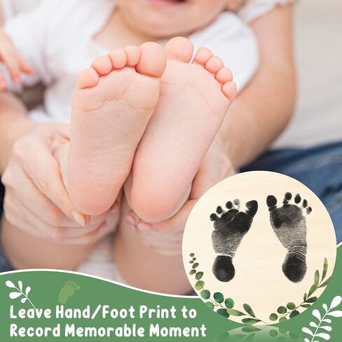 R HORSE Baby Birth Announcement Sign with Marker Pen, Boho Sun Baby Name Sign with Ink Pad for Hand and Footprints, Wooden Hello World Newborn Announcement Nursery Decor Keepsake Gifts in Saudi Arabia