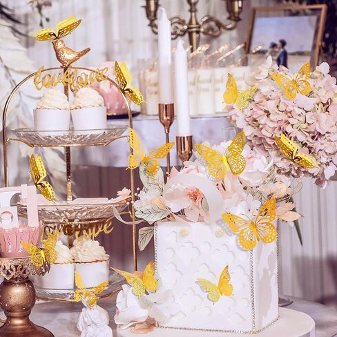SAOROPEB 3D Butterfly Wall Decor - 48 Pcs, 4 Styles, 3 Sizes, Gold Butterfly Decorations for Birthday & Party Celebrations, Removable Stickers in Saudi Arabia