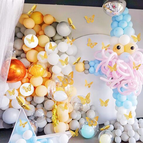 SAOROPEB 3D Butterfly Wall Decor - 48 Pcs, 4 Styles, 3 Sizes, Gold Butterfly Decorations for Birthday & Party Celebrations, Removable Stickers in Saudi Arabia