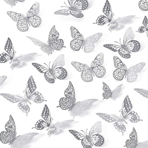 SAOROPEB 3D Butterfly Wall Decor - 48 Pcs, 4 Styles, 3 Sizes, Gold Butterfly Decorations for Birthday & Party Celebrations, Removable Stickers in Saudi Arabia