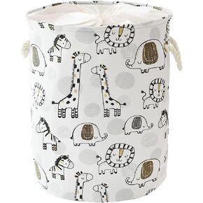 INough Baby Laundry Basket, Kids Laundry Hamper for Baby Room Decor, 58L Round Baby Hamper for Boys Storage Basket with Handle Nursery Hamper for Dirty Clothes Hamper (Animals)