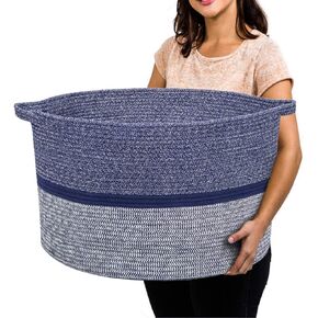 R RUNKA Extra Large Cotton Rope Basket 22" x 14" - Toy Basket for Kids -Blanket Basket for Living Room - Woven Baskets for Storage in Saudi Arabia